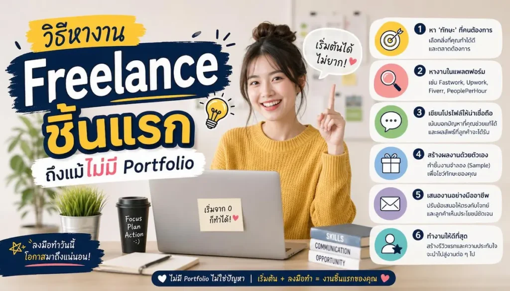 วิธีหางาน Freelance ชิ้นแรก ถึงแม้ไม่มี Portfolio